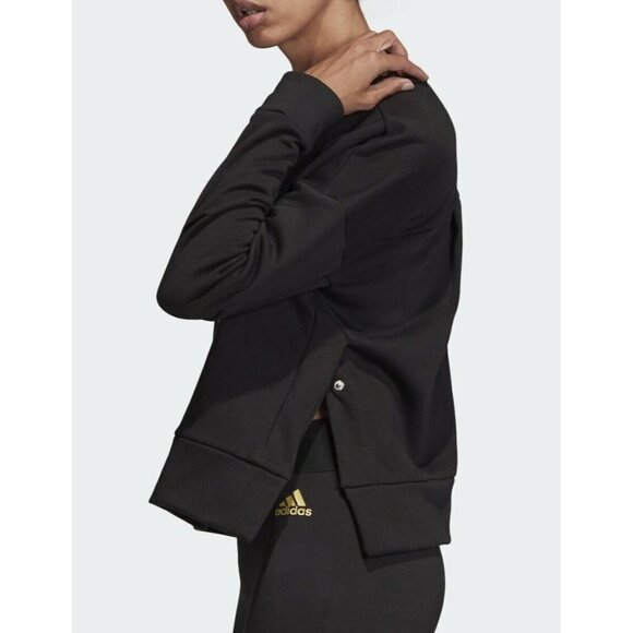 NWT Adidas glam sweat Women's Black Side Button Sweatshirt Size S - Picture 5 of 14
